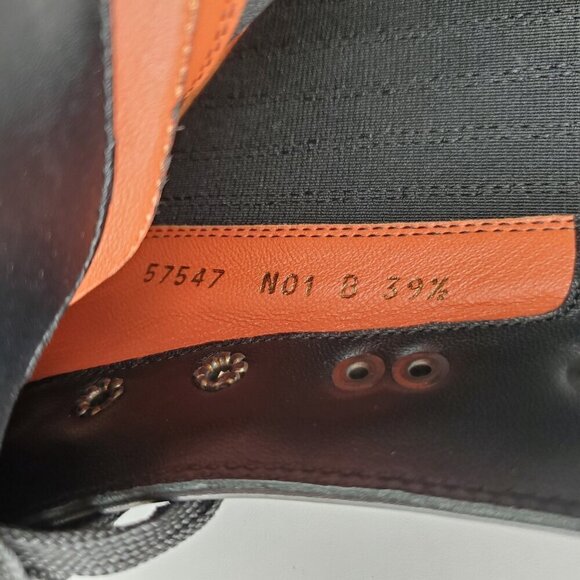 Santoni Leather Lace Up Block Heel Combat Boots - Picture 8 of 8